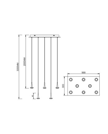 ANDRÓMEDA * Colgante Cuadrado 8xLED 5W 3000K W/T Cristal